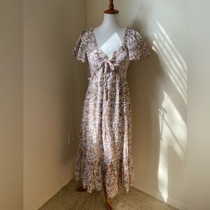 Cleobella Women’s Paisley Print Tiered Midi Dress Size S Brown Boho Prairie